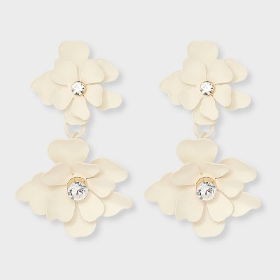 Sprayed Petals Double Drop Earrings - A New Day™ Ivory : Target