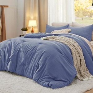 Bedsure | 3Pcs Beige Soft Warm Imitation Washed Cotton Bed Comforter Sets for All Seasons - 1 of 4