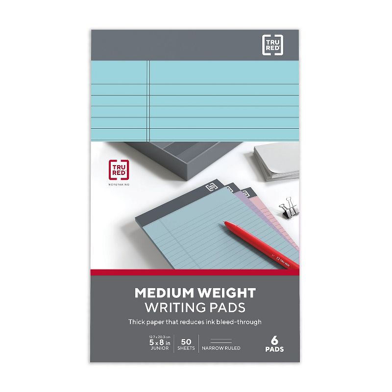 TRU RED Notepads 5" x 8" Narrow Ruled Pastels 50 Sheets/Pad TR57356, 4 of 9