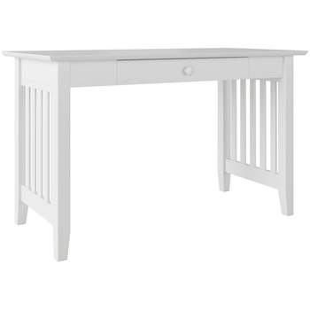 AFI Mission Solid Wood Writing Office Desk with Elegant Felt Drawer in White