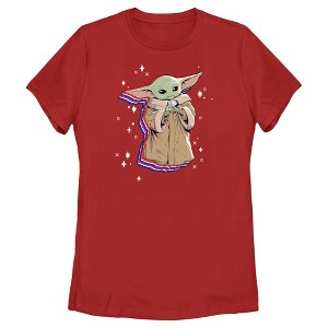 Women's Star Wars The Mandalorian Fourth of July Grogu T-Shirt - 1 of 4