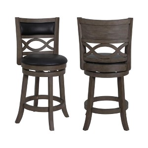 New Classic Furniture,New Classic Manchester Gray Wood Swivel Counter Stool With Pu Seat (Set Of 2) - 1 of 4