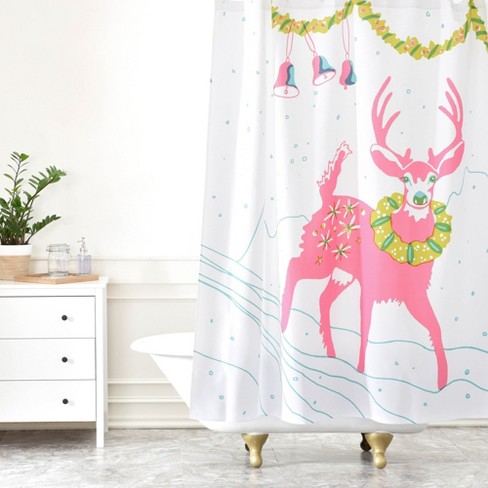 Holiday Deer Shower Curtain Pink Deny Designs Target