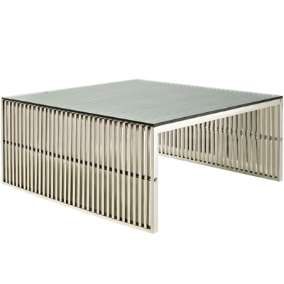 Gridiron Coffee Table Silver - Modway