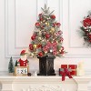 2 Pcs 3FT Prelit Artificial Christmas Tree, Snow Flocked Xmas Tree with LED Pre-lit, 78 Warm White Lights & Vintage Pot Base, Xmas Decoration - 2 of 4
