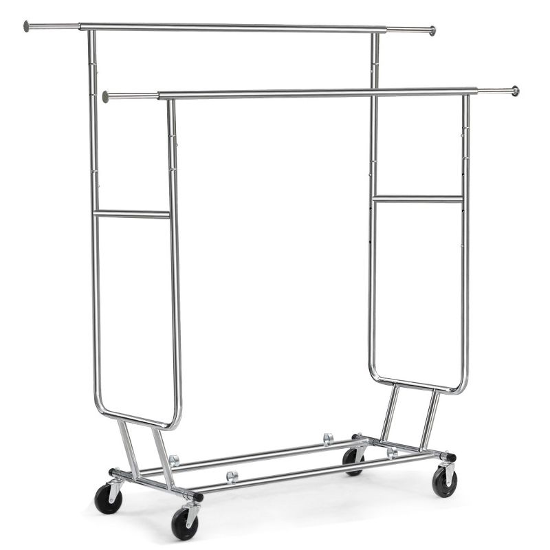 Yaheetech Garment Rack Clothing Rack Adjustable Double Rail Commercial Grade,Silver, 1 of 9