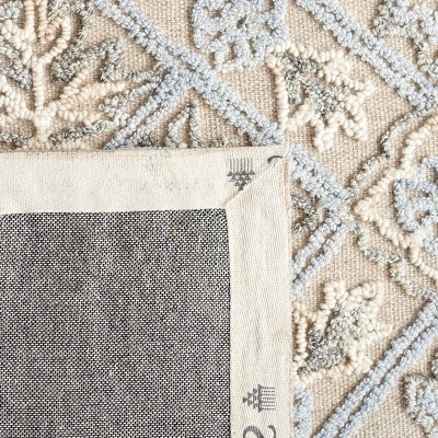 Beige and Silver Hand-Tufted Wool Rectangular Area Rug 5' x 8'