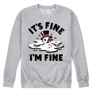 Men's - Instant Message - Its Fine Im Fine Snowman Christmas Graphic Fleece Sweatshirt - 1 of 4