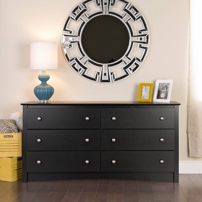 6 Drawer Dresser Black - Prepac