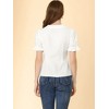 Allegra K Women's V Neck Pleated Short Sleeve V Neck Button Down Shirts - 3 of 4