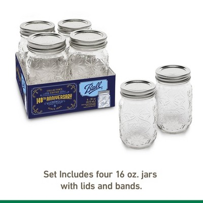 Ball 4-Pack Clear Glass 16oz Anniversary Mason Jars
