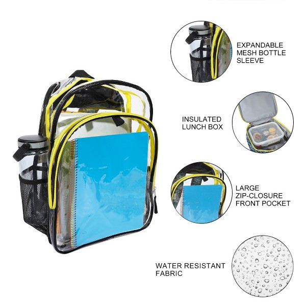 Set de 2 piezas de mochila y lonchera transparente de 16 pulgadas para niños de Batman 3