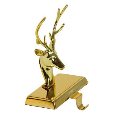 Gold Metal Deer Head Christmas Stocking Holder