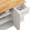 Kitchen Island on Wheels, Kitchen Island Cart w/Lockable Casters, 3 Large Drawers, 2-Door Cabinet, Towel Handle, Adjustable Shelves & Spacious Top - 3 of 4