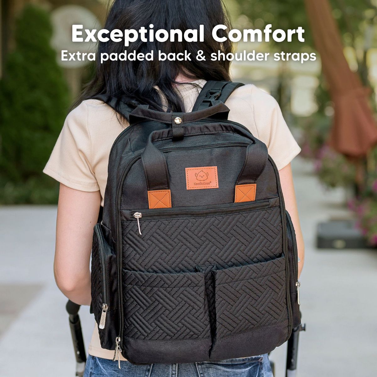 KeaBabies Bree Diaper Bag Backpack, Large Waterproof Diaper Bags with Changing Pad, Girl, Boy, Kids Travel Essentials (Charcoal) - thumbnail 7