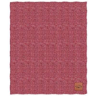 NCAA Arkansas Razorbacks Two- Tone Sweater Knit Throw Blanket with Faux Leather Logo Patch