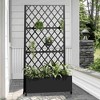 Lirago 6 ft. H x 3 ft. W Metal Planter Box privacy screen Garden Bed with Trellis and Wheels - Black - 2 of 4
