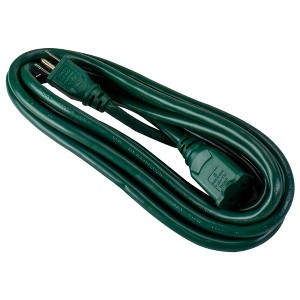 Northlight Outdoor Commercial 3-Prong Extension Power Cord with Outlet Block - 12' - Green - 1 of 3