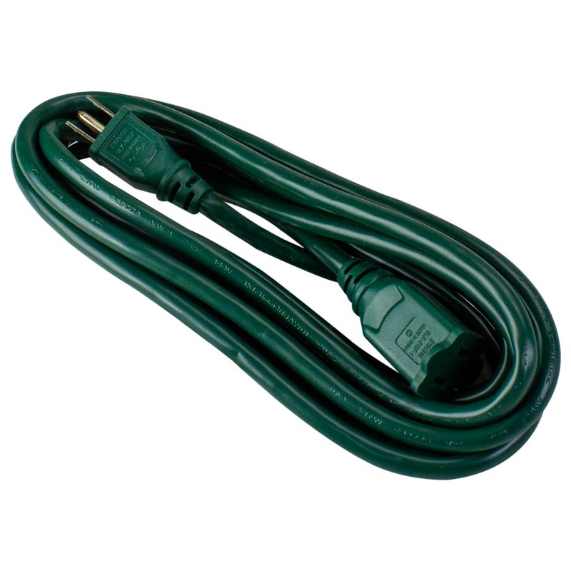 Northlight 12ft Green 3-Prong Outdoor Commercial Extension Power Cord with Outlet Block, 1 of 4