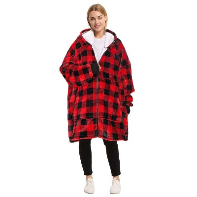Womens' Hoodie Zip Up Sweatshirt with Full Fleece Lined, Oversized Zip-Up Adult Blanket Hoodie Wearable for Womens Men - Catalonia