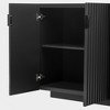 ORRD Retro Fluted Sideboard Cabinet w/ 4 Doors & Adjustable Shelves - Buffet Storage Credenza for Dining & Living Room（Black） - 4 of 4