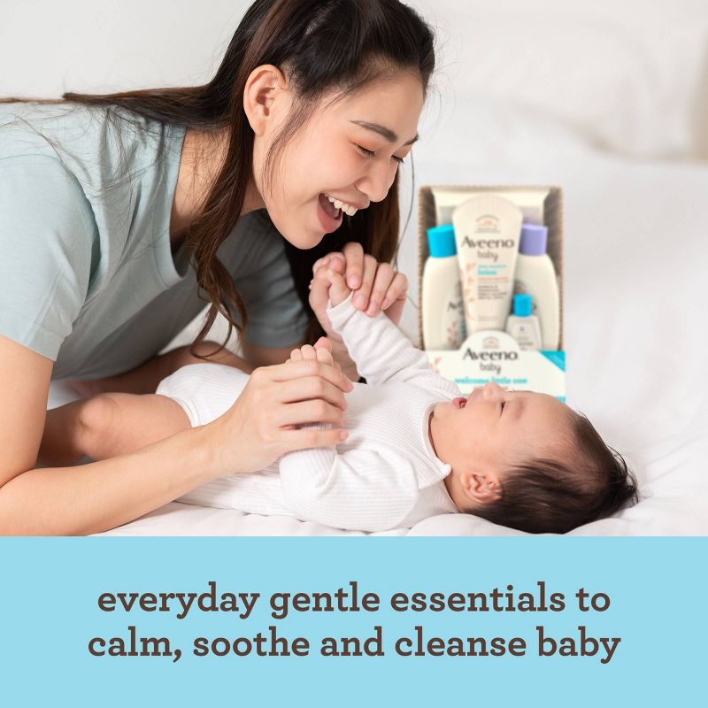 Aveeno Baby Welcome Little One Essentials Skincare Gift Set Includes Wash, Lotion &#38; Wipes - 5ct, 5 of 11