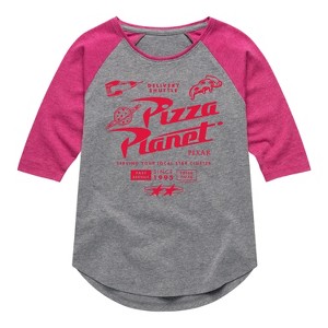 Girls' - Disney - Pizza Planet Jersey Shirt Tail Raglan Graphic T-shirt - 1 of 3