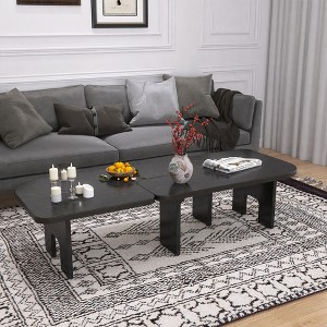 Airsurfer Modern Black Wooden Nesting Coffee Table Set, 70.86" Extendable Splicing Center Table for Living Room, Space - Saving Accent Furniture - 1 of 4