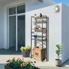 FurnitureR 4-Tier Over-The-Toilet Storage Shelf, Freestanding Bathroom Organizer with Adjustable Shelf & Basket, Space-Saving Rack Above Toilet, Brown - 3 of 4
