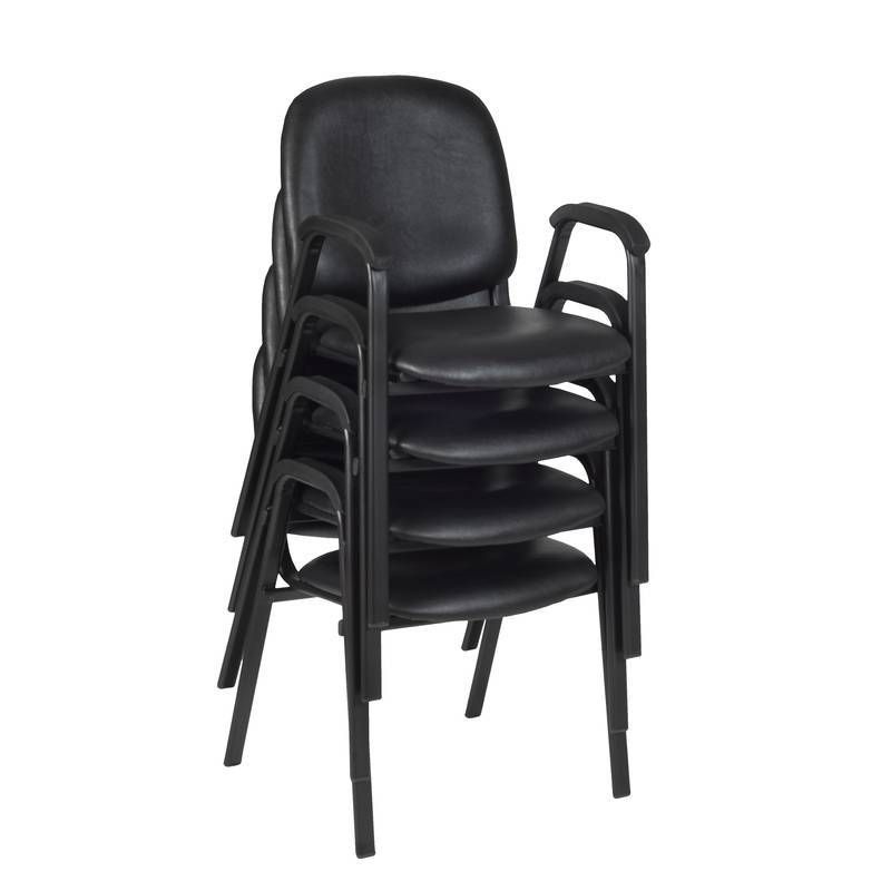 4pk Ace Vinyl Guest Stacking Chairs with Arms Midnight Black - Regency, 1 of 7