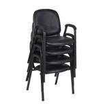 4pk Ace Vinyl Guest Stacking Chairs with Arms Midnight Black - Regency
