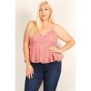 Slickblue Chic Plus Size Mauve Lace Sleeveless Blouse with V-Neckline and Flattering Peplum Waist, 1XL - 2 of 4