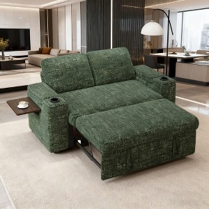 Dyonery 65" Loveseat Sleeper Sofa with Pull Out Bed,3-in-1 Convertible Sofa Bed with Reclining Backrest|USB Ports|Storage Armrests,Tool Free Assembly - 1 of 4