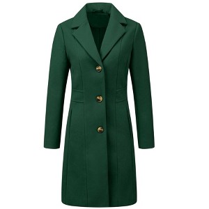 INSPIRE CHIC Women's Single Breasted Notched Lapel Long Winter Coats - 1 of 4