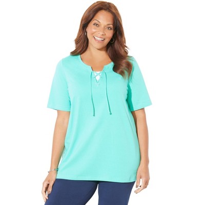 Catherines Women's Plus Size Suprema Lace-Up Tee