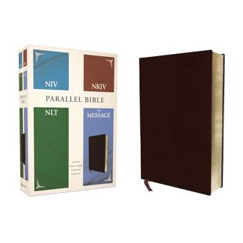 Niv, Nkjv, Nlt, the Message, (Contemporary Comparative) Parallel Bible, Bonded Leather, Burgundy - by  Zondervan (Leather Bound)