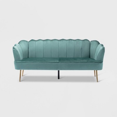 Reitz Modern Glam Velvet Channel Stitch 3 Seater Shell Sofa - Christopher Knight Home