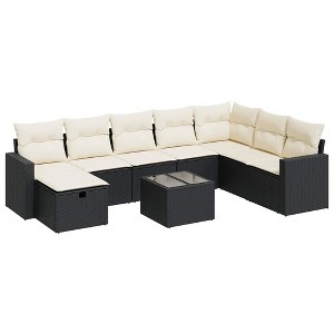 vidaXL Garden Sofa Set Black, Cream White - 1 of 4