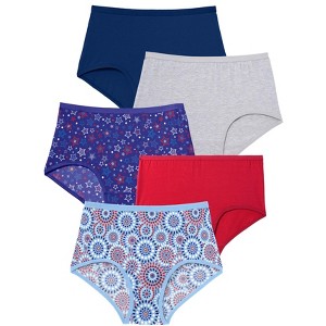 Comfort Choice Women's Plus Size  Full Coverage Stretch Cotton Brief 5-Pack - 1 of 4