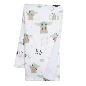 Lambs & Ivy Star Wars The Child/Baby Yoda/Grogu White Minky/Fleece Baby Blanket - 1 of 4