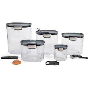 9-PC Airtight Food Storage Set, Clear Plastic Canisters with Magnetic Accessories (Grey) - 1 of 4