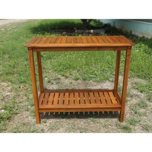 CAVINAS Acacia Wood Patio Table,42" Outdoor Side Table with Slatted Design,Multi-Purpose Patio End Table for Indoor,Outdoor - 1 of 4