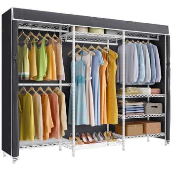VIPEK V5C Plus Covered Clothes Rack Portable Wardrobe Closet with Cover, White Metal Clothing Rack with Cover