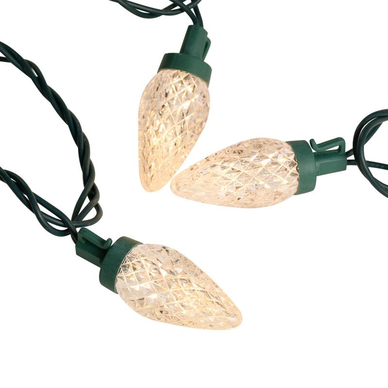 Northlight 100ct Warm White LED Faceted C9 Christmas Lights, 66ft Green Wire, 5 of 8