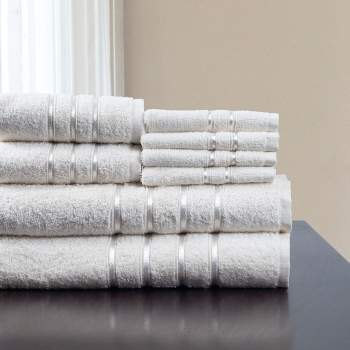 Hastings Home 100% Cotton Plush Bath Towel Set - White, 8 Pieces
