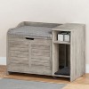 Litter Box Enclosure, Wooden Metal Frame Hidden Litter Box Cabinet with Storage, Top Opening and Cushion, Cat House - 2 of 4