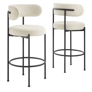Modway Albie Boucle Bar Stools – Set of 2 Contemporary Backless Counter Stools with Soft Upholstery and Footrest - 1 of 4