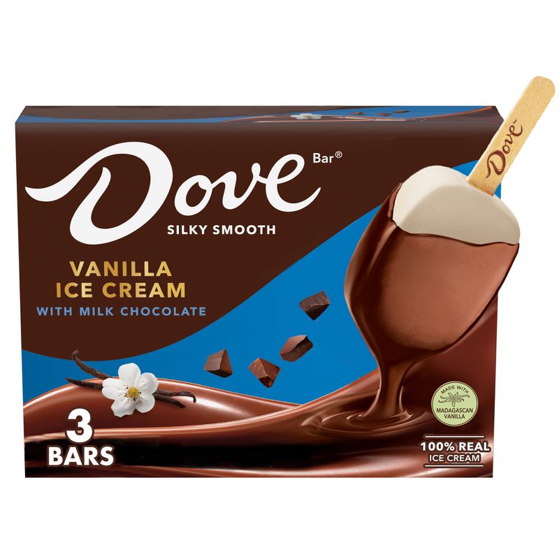 DOVE Vanilla Ice Cream with Milk Chocolate Bars - 3ct, 1 of 7
