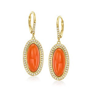 Ross-Simons Carnelian and 1.00 ct. t.w. White Topaz Drop Earrings in 18kt Gold Over Sterling - 1 of 3
