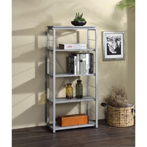 TOAOTBNBO Narrow Bookshelf with 4 Open Compartment, Rectangular Bookcase with Storage Organizer Standing Shelf for Home, Gray - 1 of 4